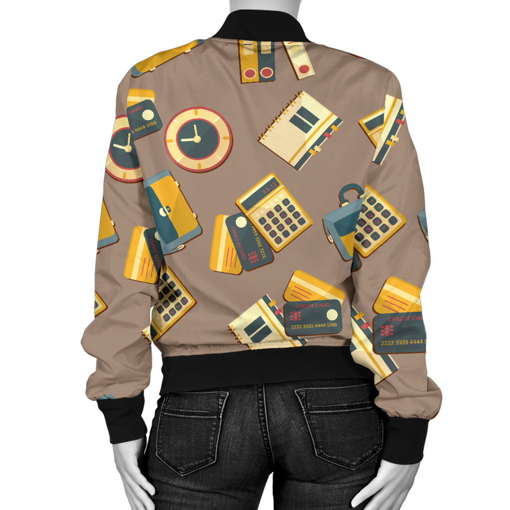 Accounting Financial Pattern Print Design 03 Women's Bomber Jacket
