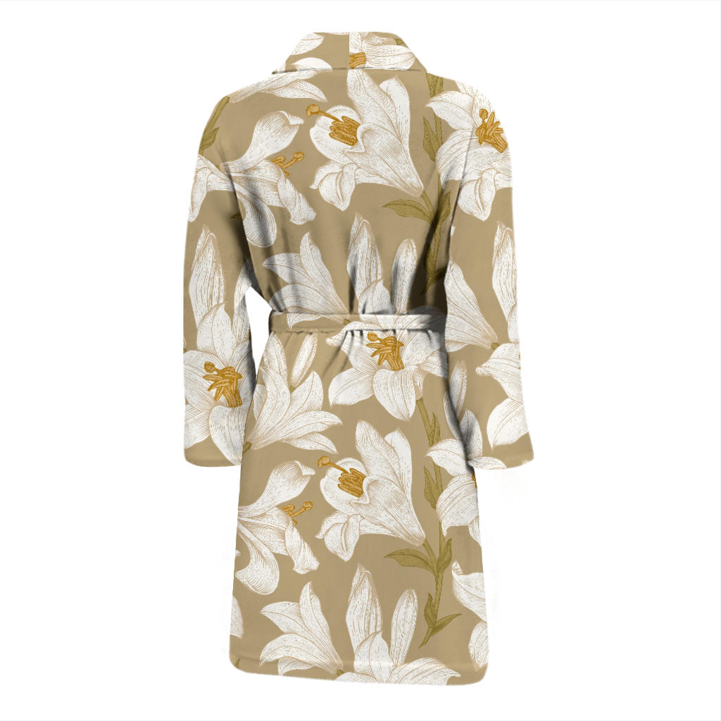 Lily Pattern Print Design LY07 Men Bathrobe