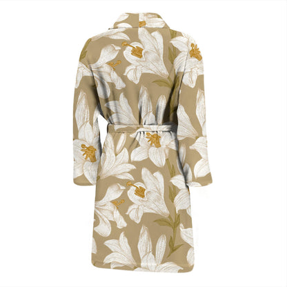 Lily Pattern Print Design LY07 Men Bathrobe