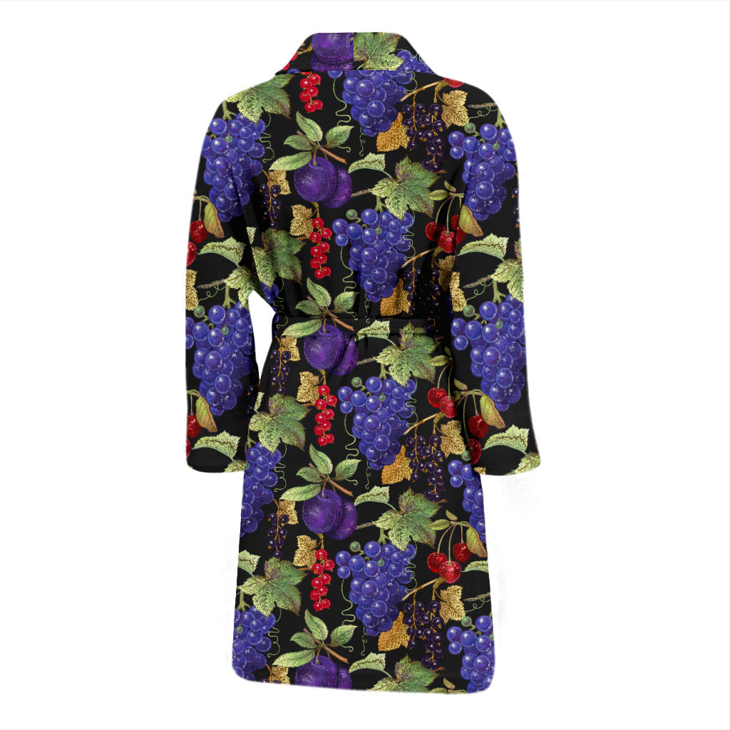 Grape Pattern Print Design GP05 Men Bathrobe