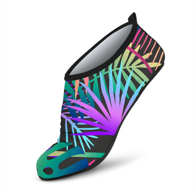 Neon Flower Tropical Palm Leaves Aqua Water Shoes