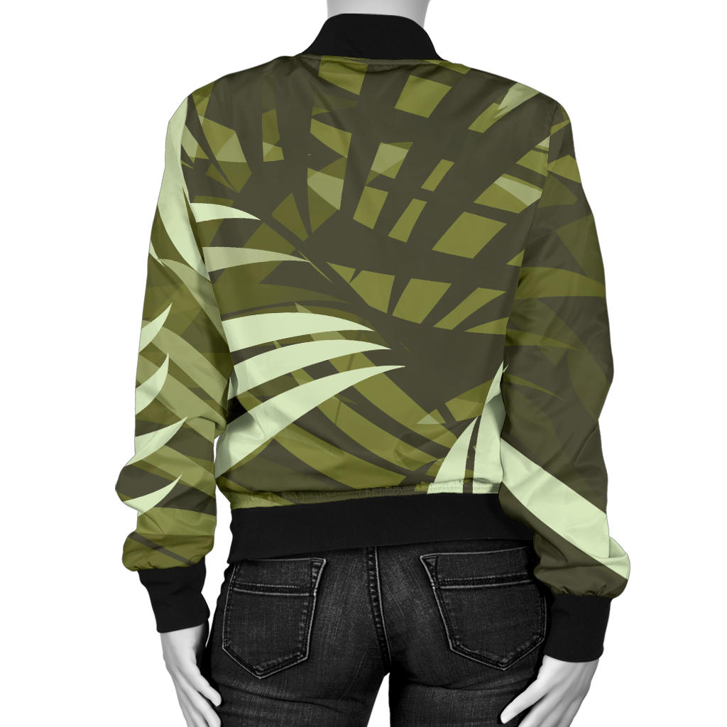 Palm Leaves Pattern Print Design PL05 Women Bomber Jacket