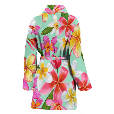 Plumeria Pattern Print Design PM014 Women Bathrobe