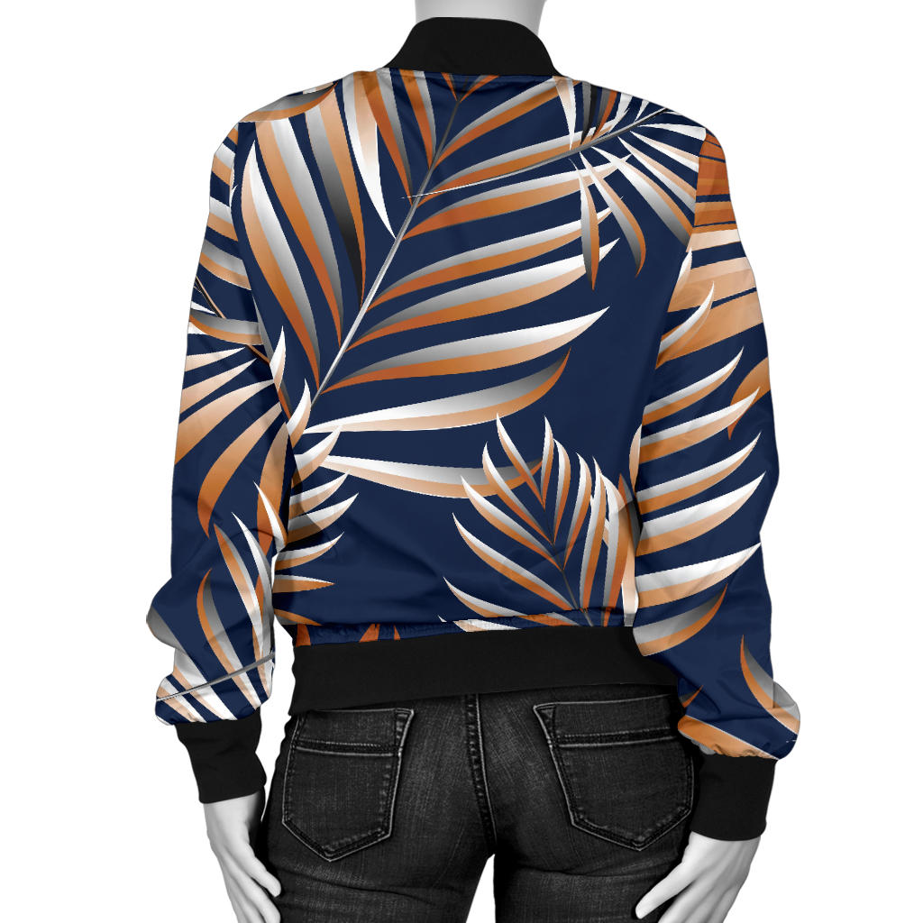 Tropical Flower Pattern Print Design TF07 Women Bomber Jacket