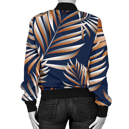 Tropical Flower Pattern Print Design TF07 Women Bomber Jacket
