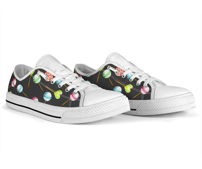 Lollipop Pattern Print Design LL02 White Bottom Low Top Shoes