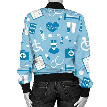 Medical Pattern Print Design 05 Women's Bomber Jacket