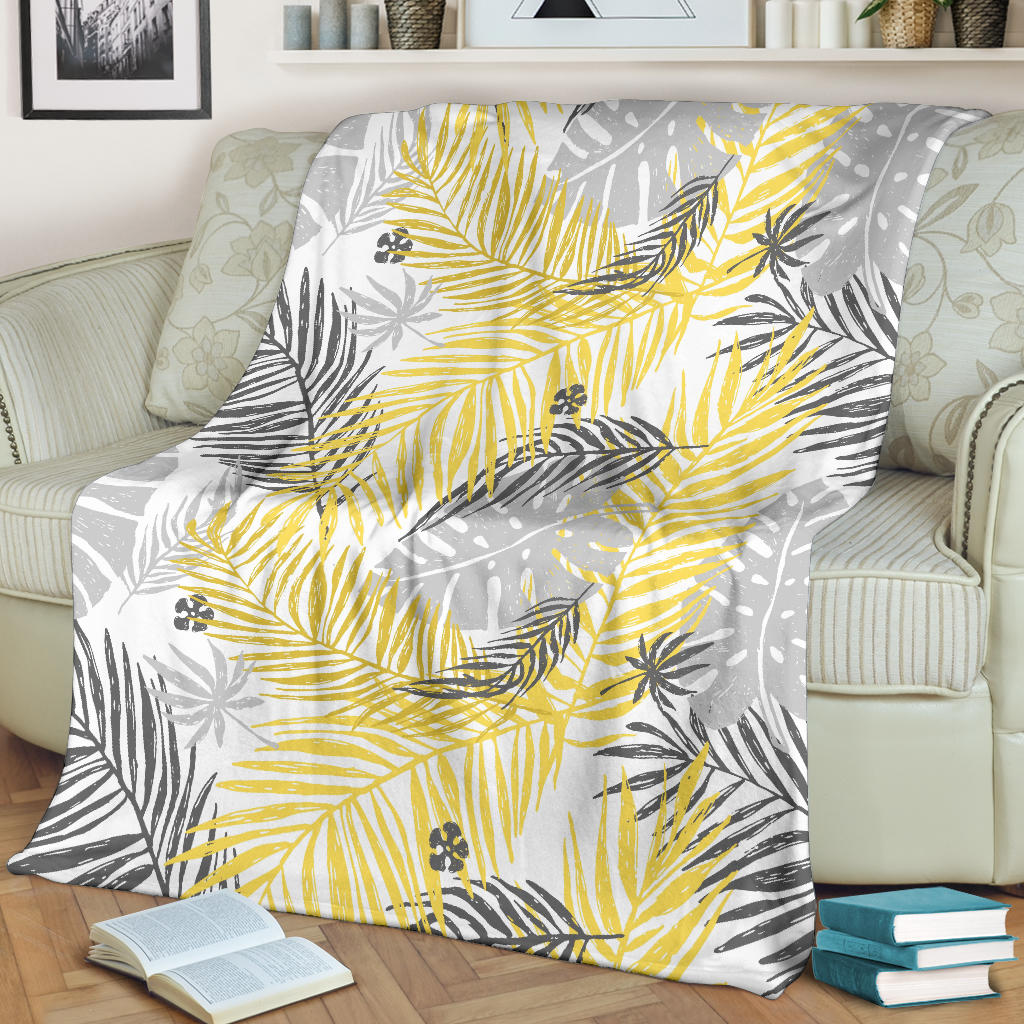 Palm Leaves Pattern Print Design PL012 Fleece Blanket