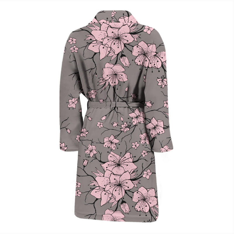 Cherry Blossom Pattern Print Design CB05 Men Bathrobe