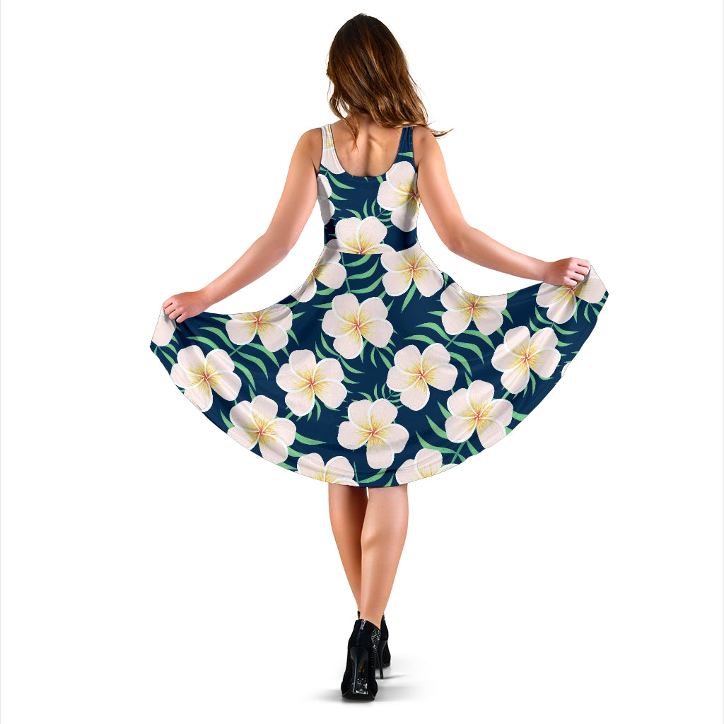 Pink Plumeria Pattern Print Design PM016 Midi Dress