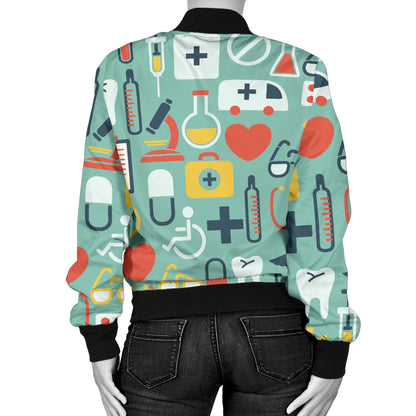 Medical Pattern Print Design 02 Women's Bomber Jacket