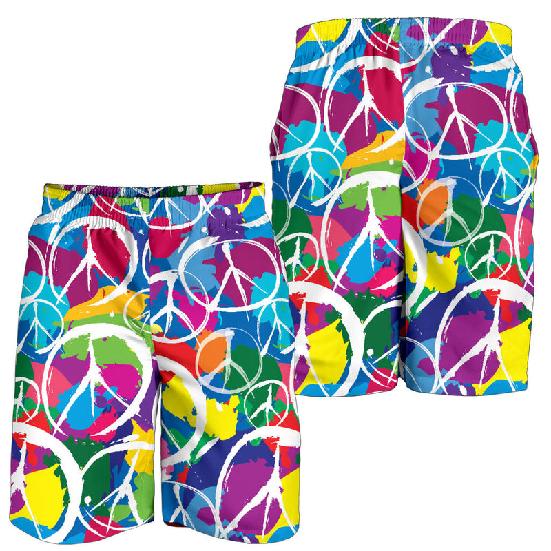 Peace Sign Colorful Pattern Print Design A02 Mens Shorts