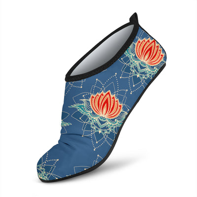 lotus Boho Pattern Print Design LO07 Aqua Water Shoes