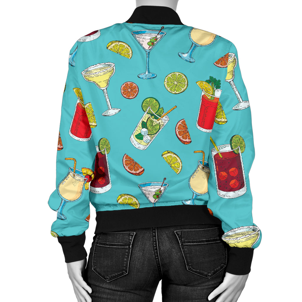 Cocktail Pattern Print Design 05 Women's Bomber Jacket