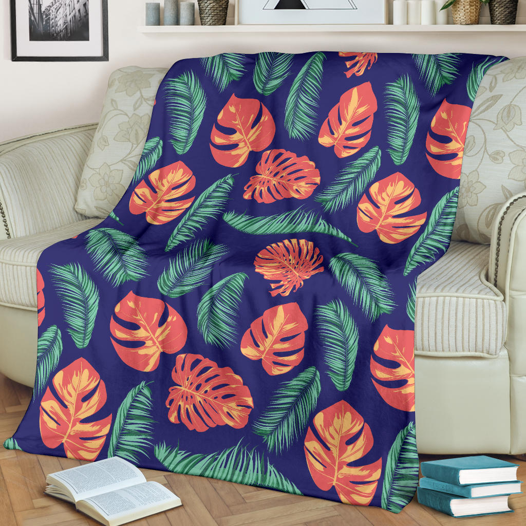 Palm Leaves Pattern Print Design PL011 Fleece Blanket