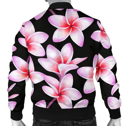 Pink Plumeria Pattern Print Design PM09 Men Bomber Jacket