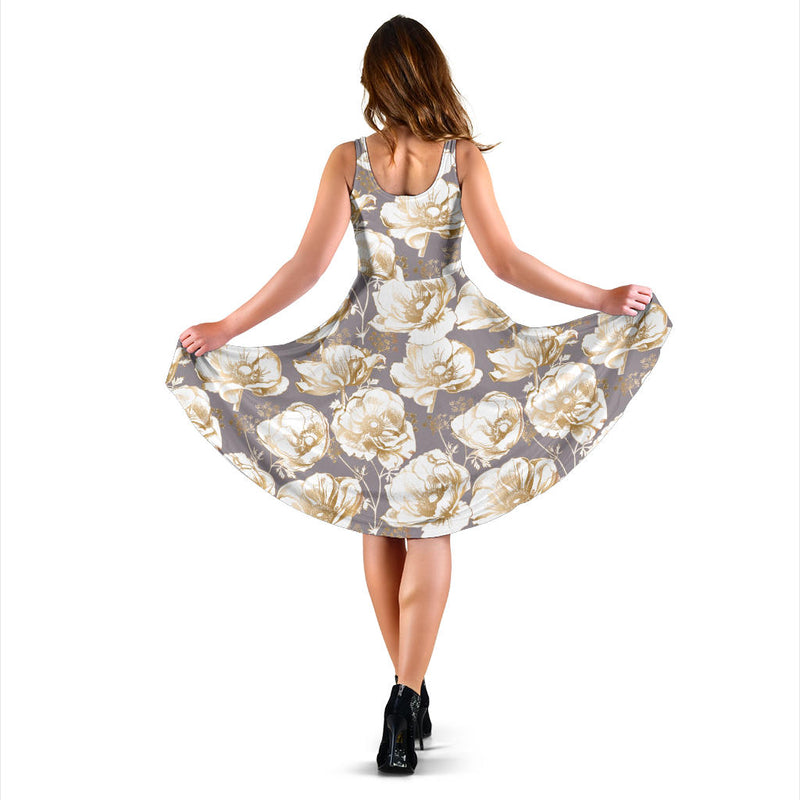 Anemone Pattern Print Design AM05 Midi Dress