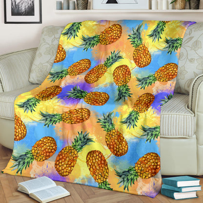 Pineapple Pattern Print Design PP09 Fleece Blanket