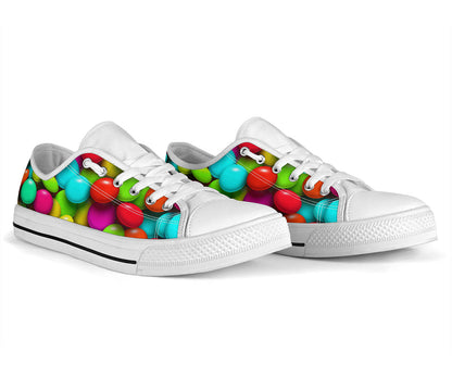Candy Pattern Print Design CA03 White Bottom Low Top Shoes