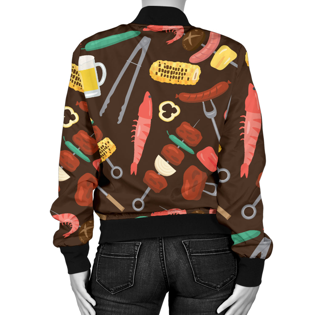 Barbecue Pattern Print Design 05 Women's Bomber Jacket