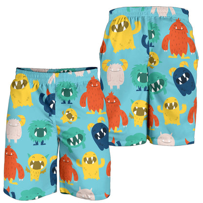 Monster Cartoon Pattern Print Design 03 Mens Shorts
