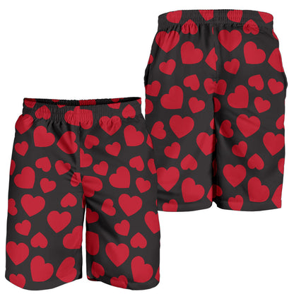 Heart Red Pattern Print Design HE01 Mens Shorts