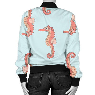 SeaHorse Pattern Print Design 01 Women's Bomber Jacket