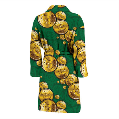 Bitcoin Pattern Print Design DO02 Men Bathrobe
