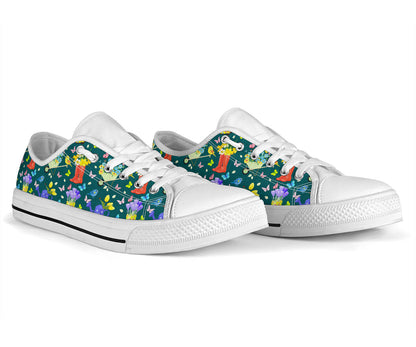 Gardening Pattern Print Design G08 White Bottom Low Top Shoes