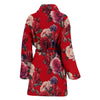 Rose Red Pattern Print Design RO07 Women Bathrobe