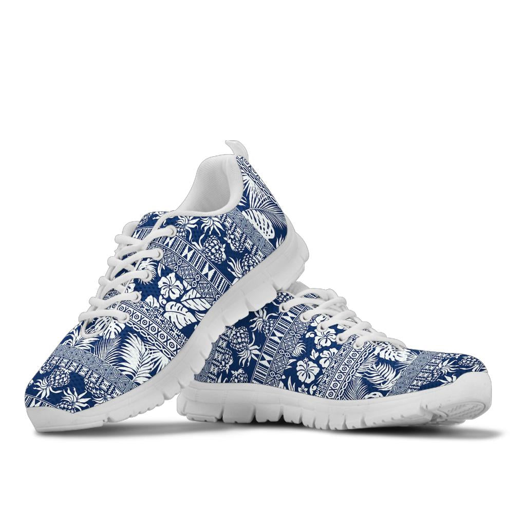 Hawaiian Themed Pattern Print Design H020 Sneakers White Bottom Shoes