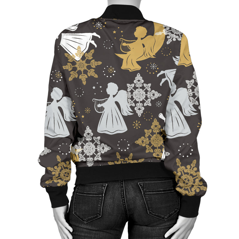 Angel Pattern Print Design 04 Women's Bomber Jacket