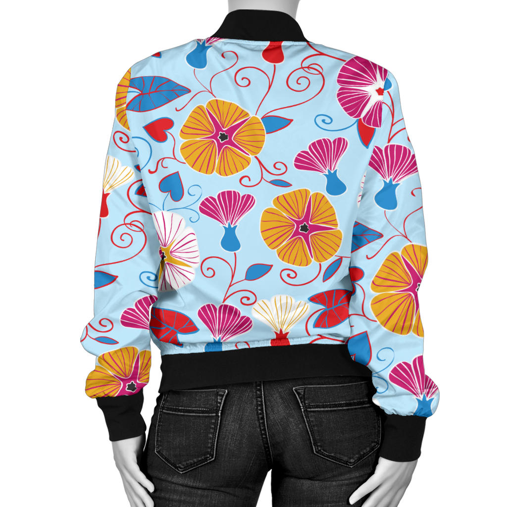Morning Glory Pattern Print Design MG06 Women Bomber Jacket