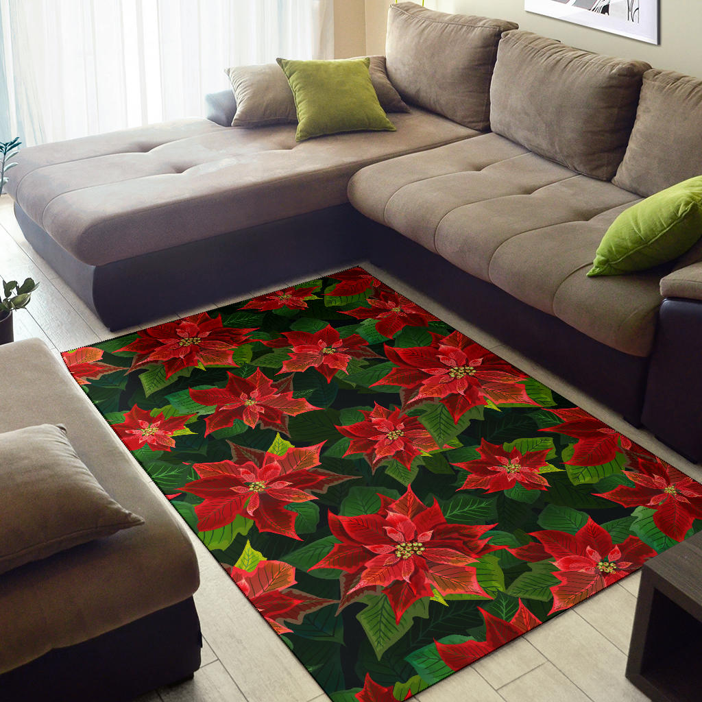 Poinsettia Pattern Print Design POT04 Area Rugs