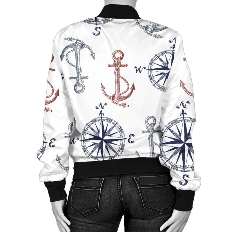 Anchor Pattern Print Design 06 Women's Bomber Jacket