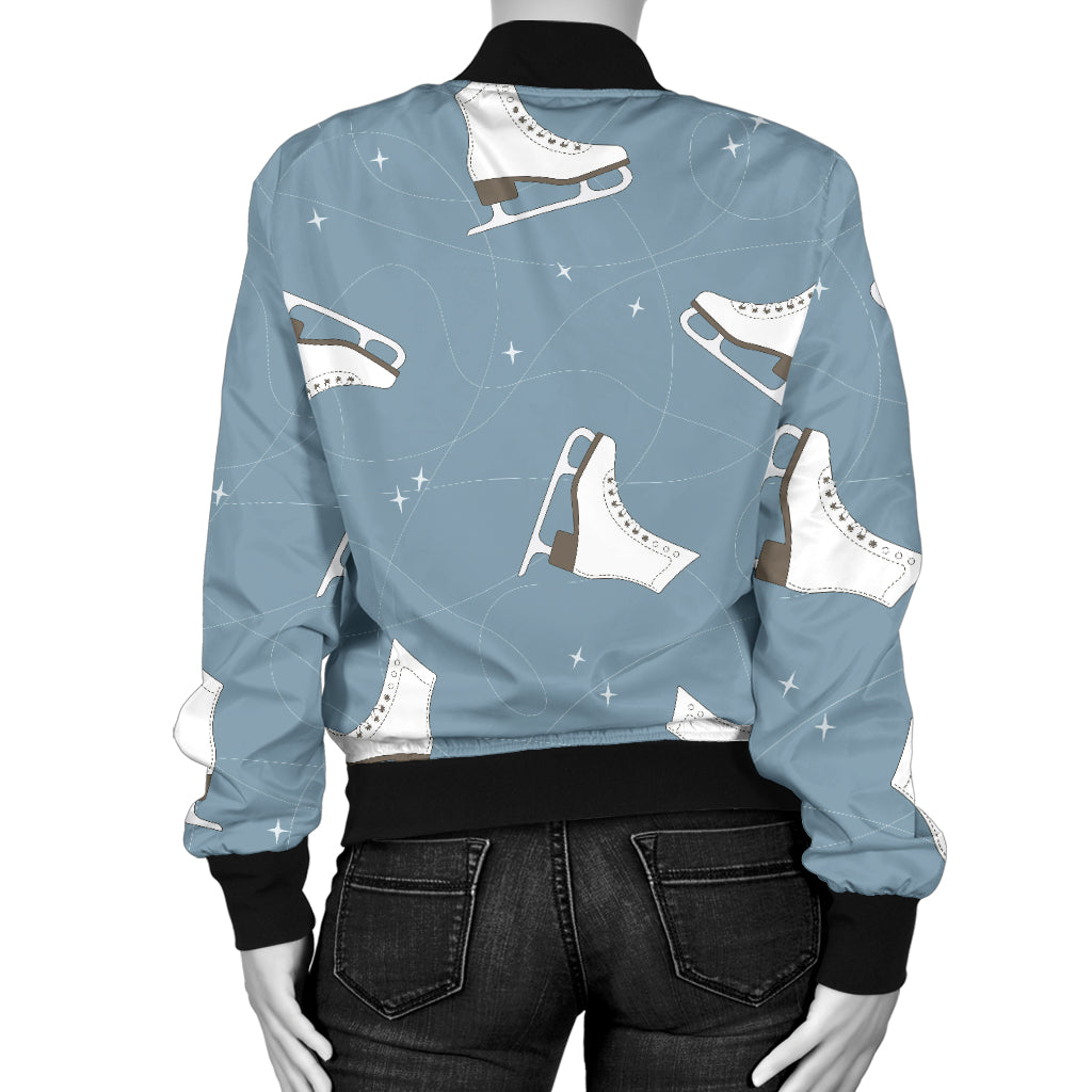 Ice Skate Pattern Print Design 02 Women's Bomber Jacket