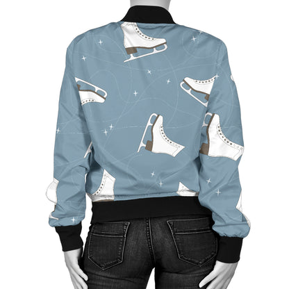 Ice Skate Pattern Print Design 02 Women's Bomber Jacket