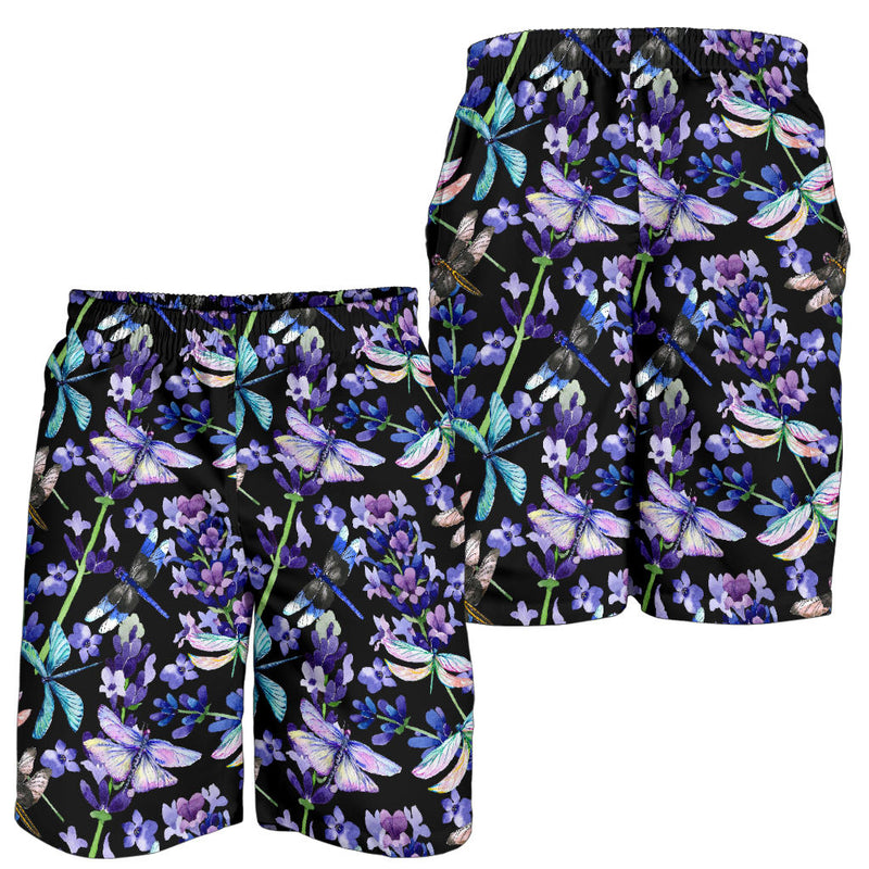 Lavender Dragonfly Pattern Print Design LV03 Mens Shorts