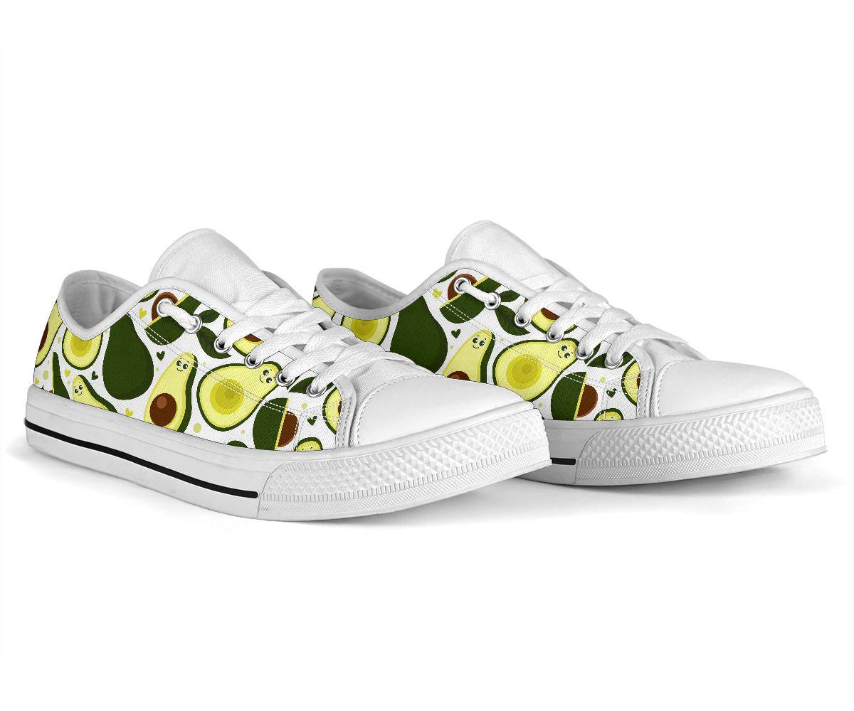 Avocado Pattern Print Design AC06 White Bottom Low Top Shoes