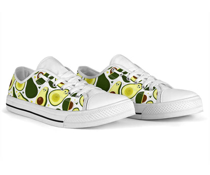 Avocado Pattern Print Design AC06 White Bottom Low Top Shoes