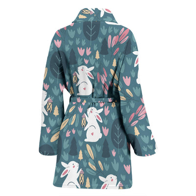 Rabbit Pattern Print Design RB013 Women Bathrobe