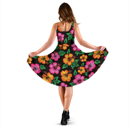 Hibiscus Pattern Print Design HB029 Midi Dress