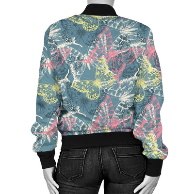 Butterfly Pattern Print Design 01 Women's Bomber Jacket