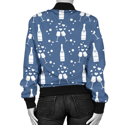 Champagne Pattern Print Design 05 Women's Bomber Jacket