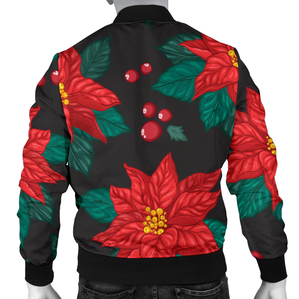 Poinsettia Pattern Print Design POT07 Men Bomber Jacket