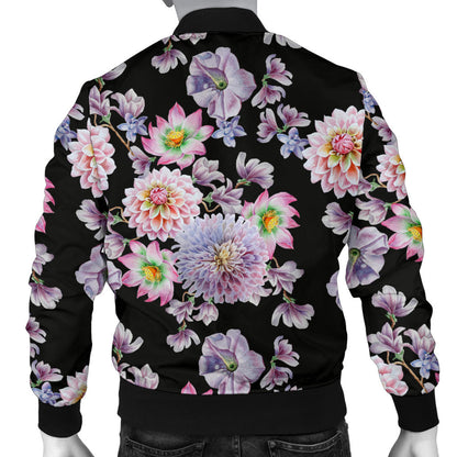 Dahlia Pattern Print Design DH012 Men Bomber Jacket