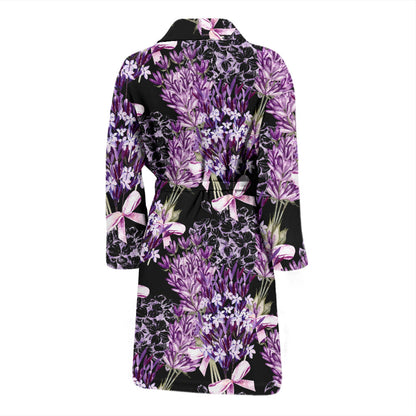 Lavender Pattern Print Design LV06 Men Bathrobe