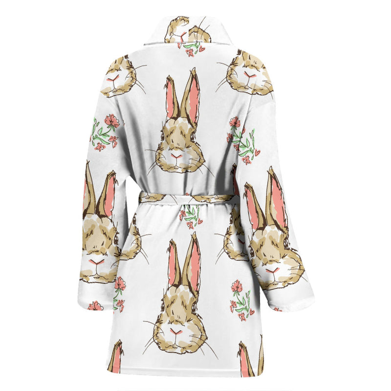 Rabbit Pattern Print Design RB09 Women Bathrobe