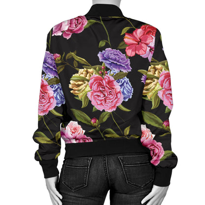 Carnations Pattern Print Design CN05 Women Bomber Jacket