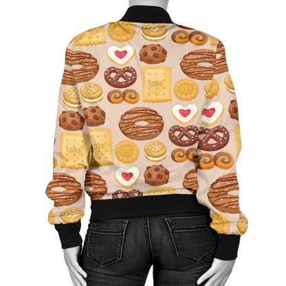 Cookie Pattern Print Design 02 Women's Bomber Jacket